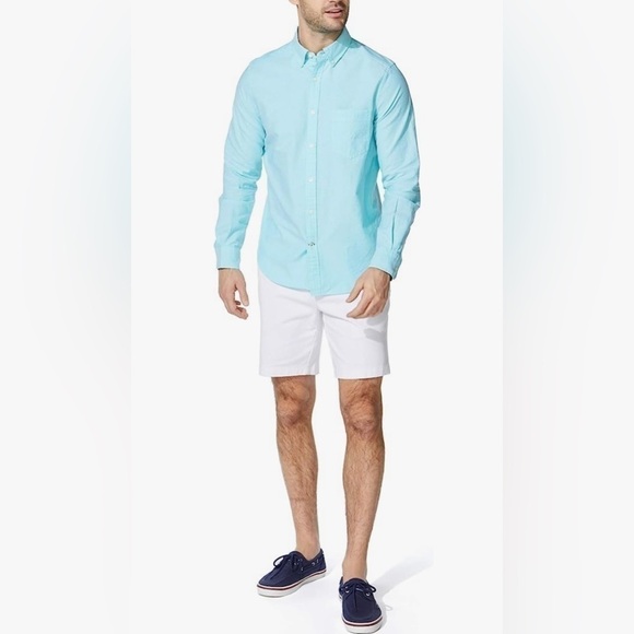 🆕NAUTICA Men's Classic-Fit Stretch Solid Oxford Button-Down Shirt Bali Bliss XL - Picture 1 of 7